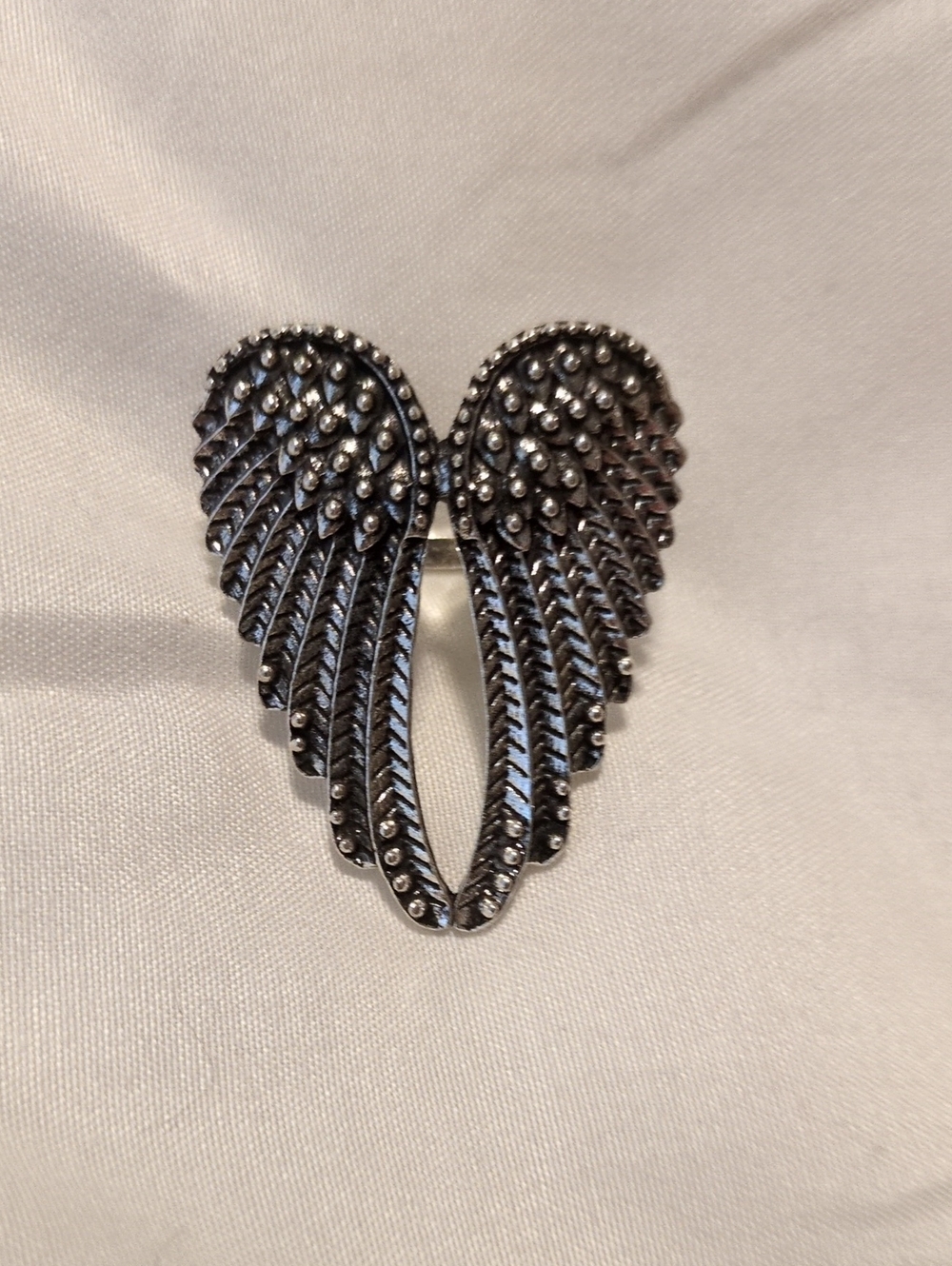 Antique Silver Angel Wing Ring Size 7